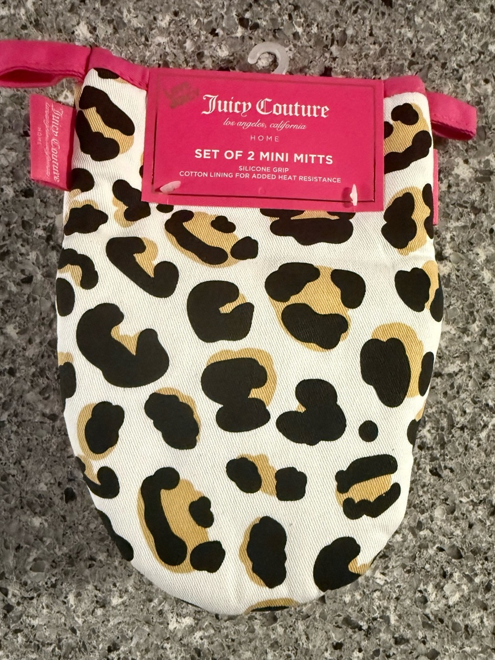 Juicy Couture Leopard Print Mini Mitts with Pink Label